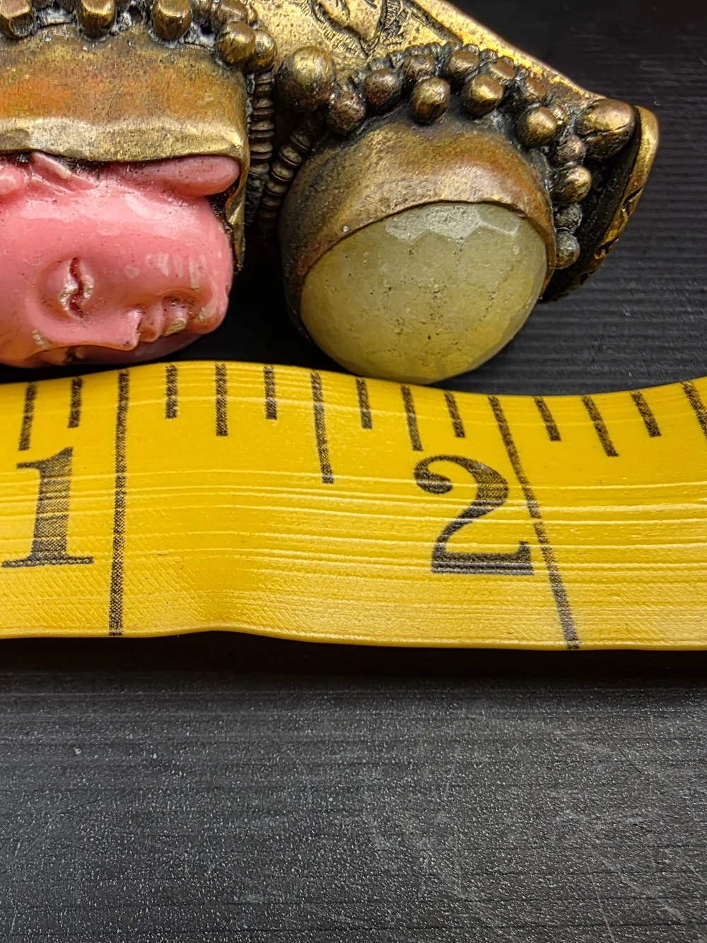 Pink Buddha Statement Ring with Yellow Stone